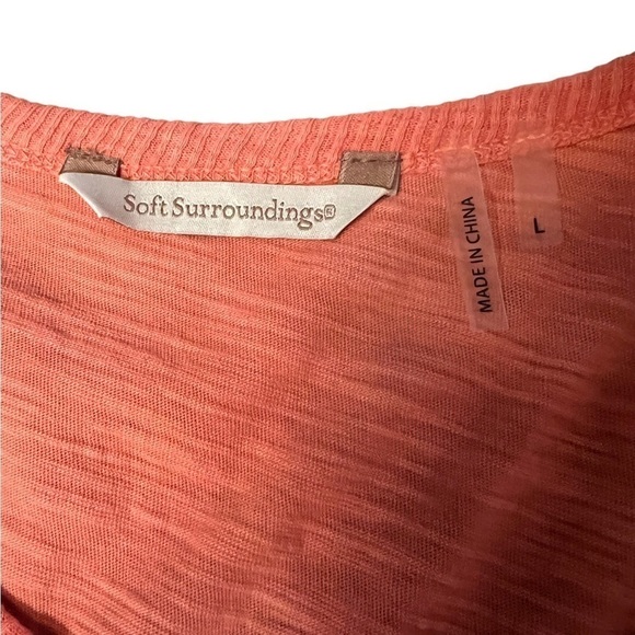 SOFT SURROUNDINGS WOMENS CHALKY ORANGE LONG SLEEVE CASUAL TOP SIZE LARGE - Picture 6 of 8